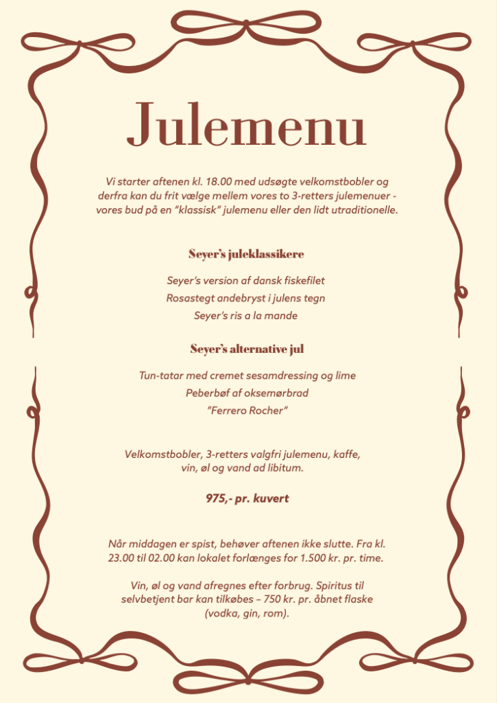Julemenu - SEYER - Odense